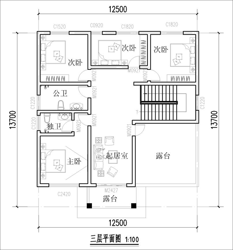 2021農(nóng)村自建房設(shè)計(jì)圖三層戶型圖