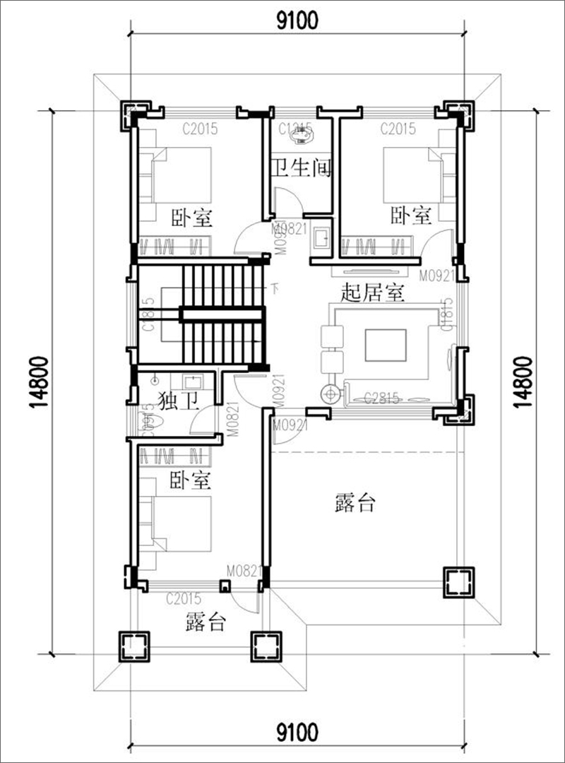 歐式別墅三層設(shè)計圖