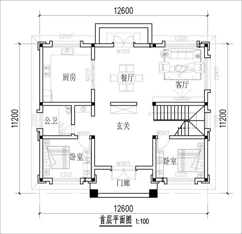 農(nóng)村別墅設計一層戶型圖