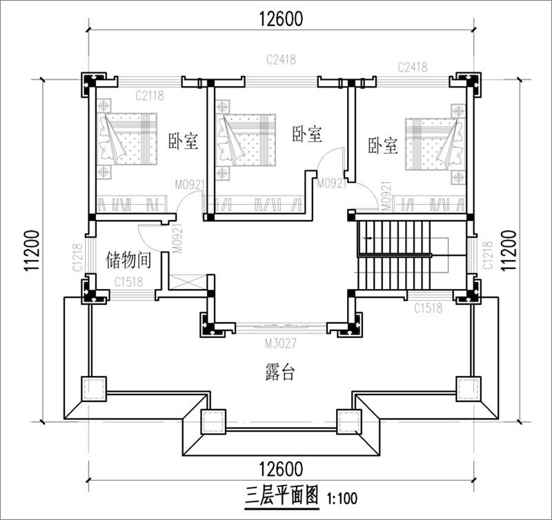 農(nóng)村別墅設計三層平面圖