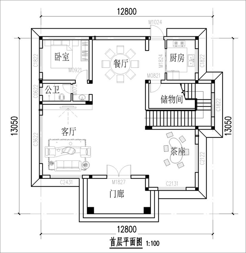 新農(nóng)村別墅一層平面圖