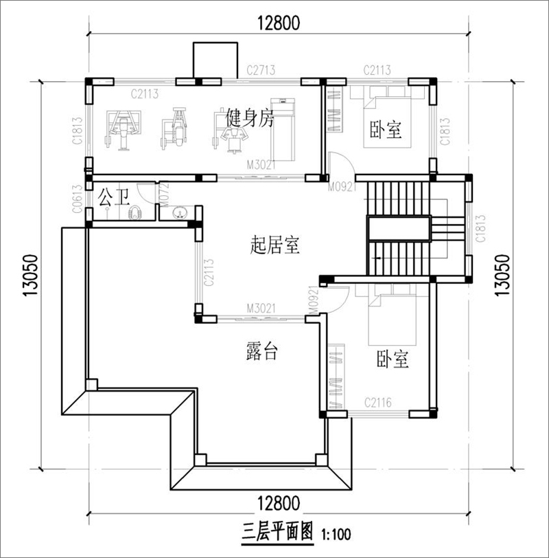農(nóng)村別墅三層平面圖