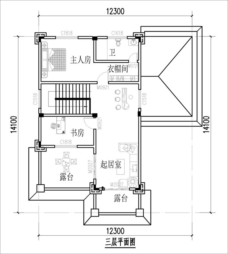 農(nóng)村房子三層平面圖