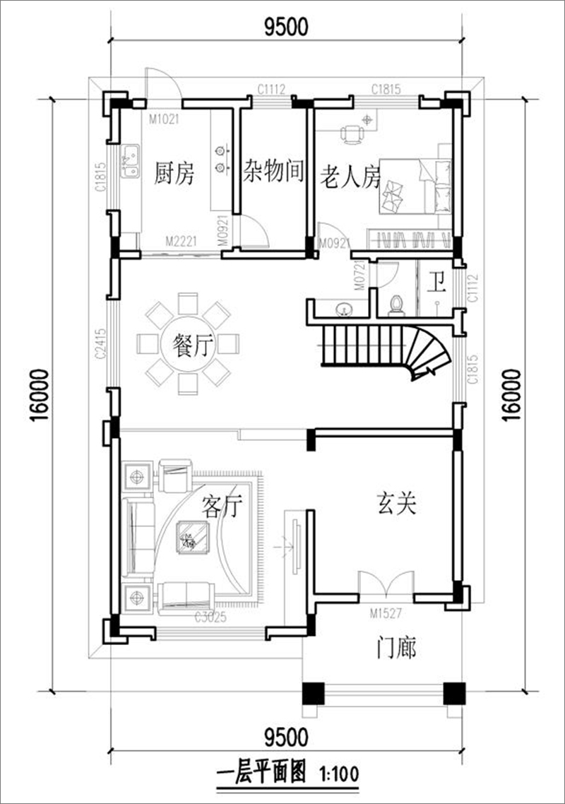 兩間三層別墅一層戶型圖