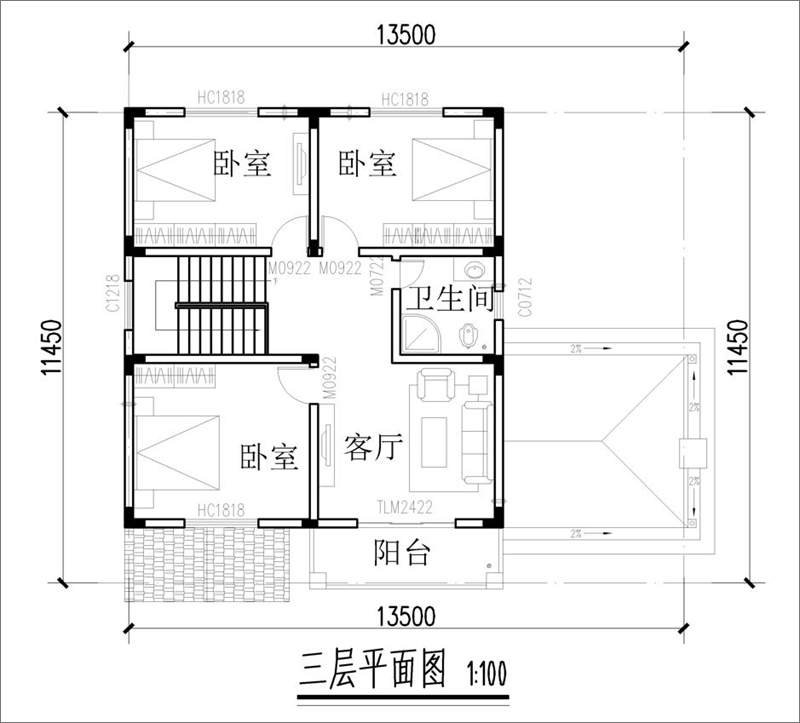 三層小洋房平面圖