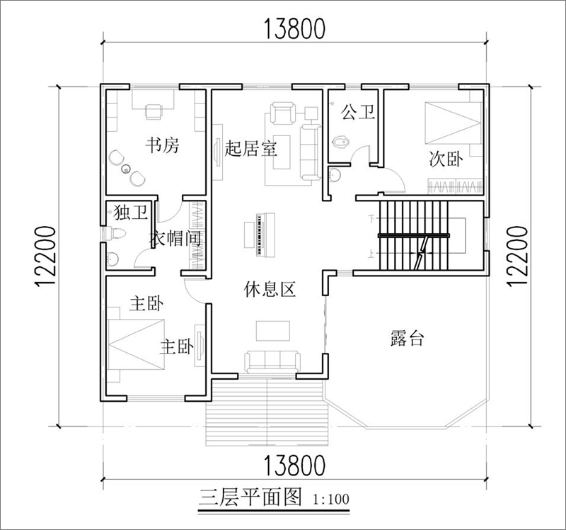 農(nóng)村歐式三層自建別墅三層設(shè)計(jì)圖