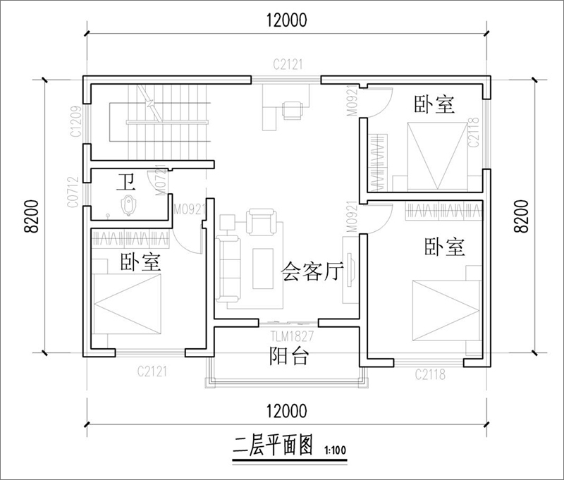 農(nóng)村小獨(dú)棟別墅平面戶型圖