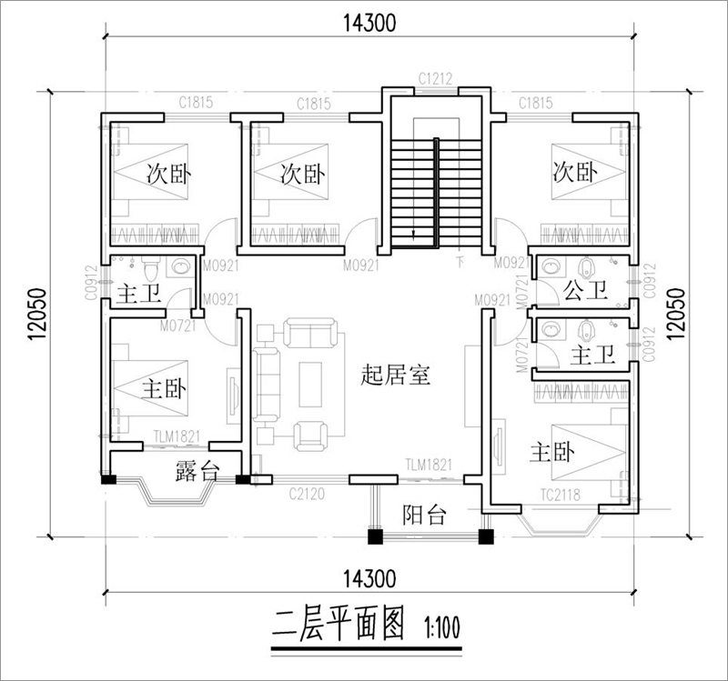 農(nóng)村兩層別墅設(shè)計(jì)平面圖