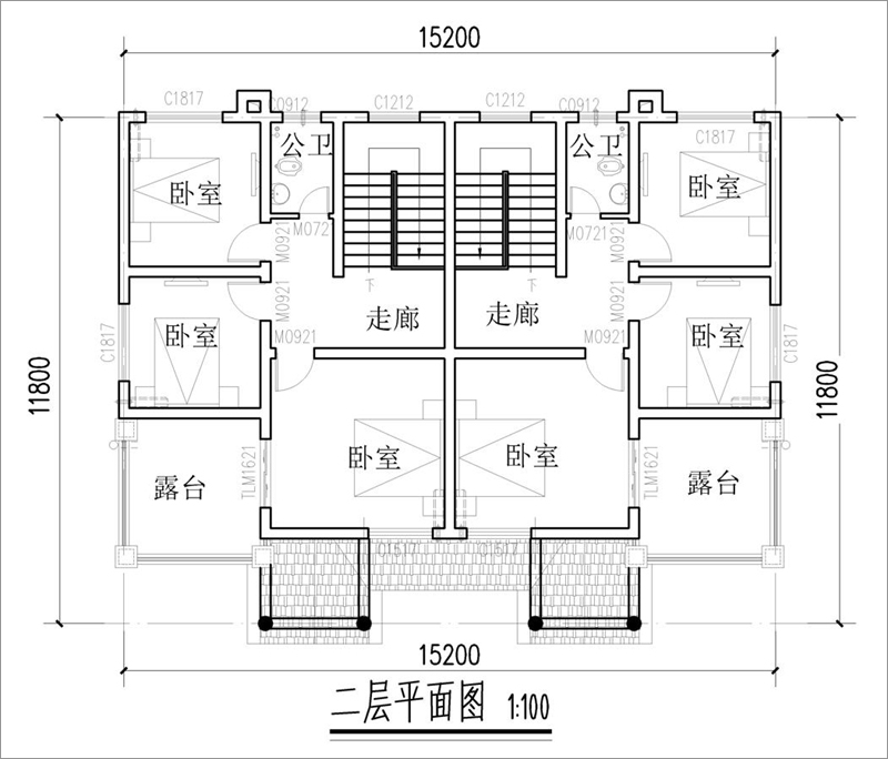 農(nóng)村雙拼別墅設(shè)計(jì)平面圖