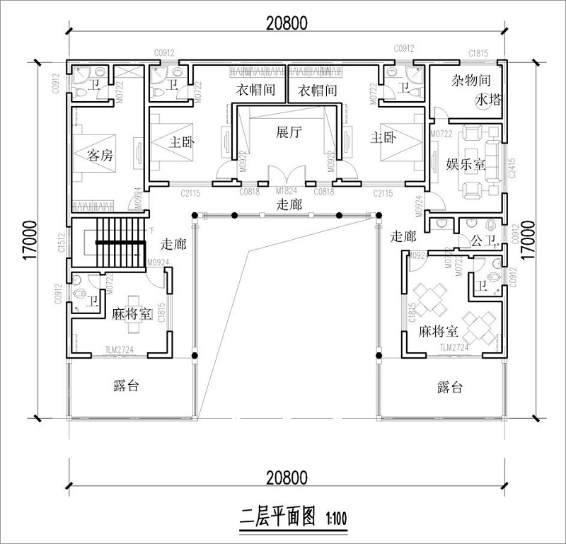 農(nóng)村二層三合院平面圖