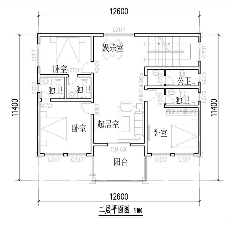 農(nóng)村三層框架別墅平面圖