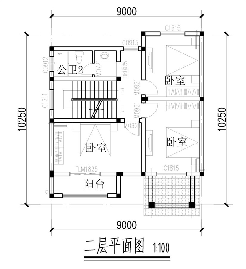 別墅二層平面圖