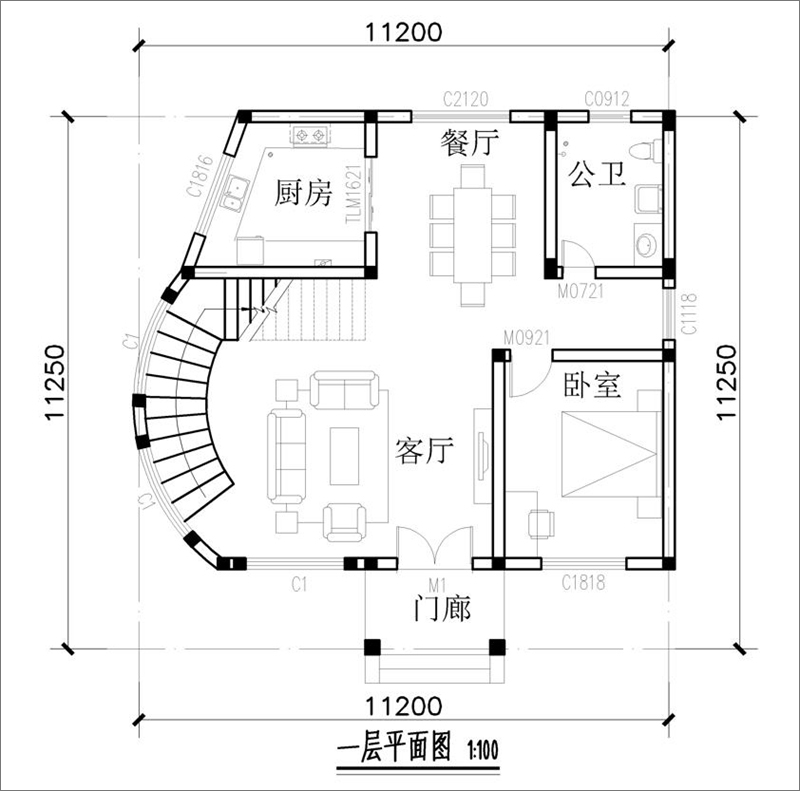 達州開江別墅一層平面圖