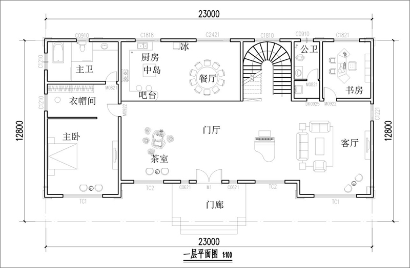達州別墅一層平面圖