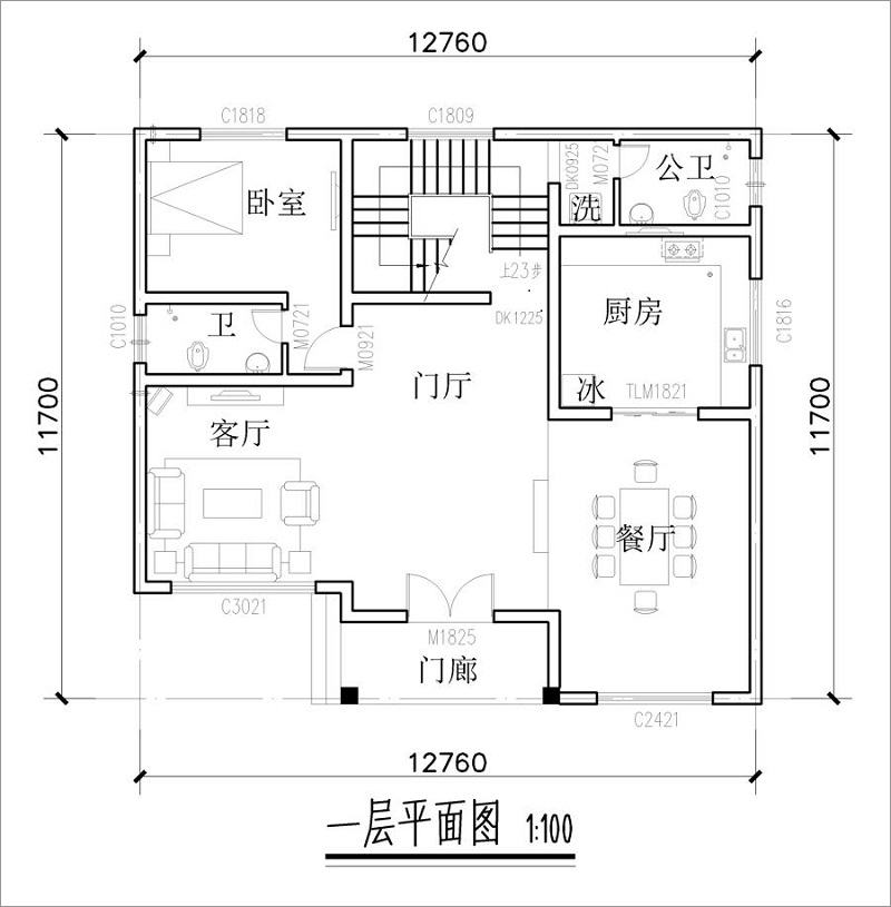 新型別墅一層平面圖