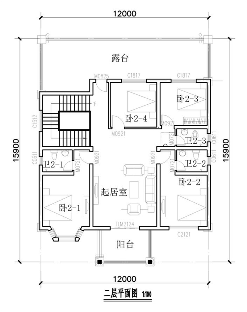 自建房二層平面圖
