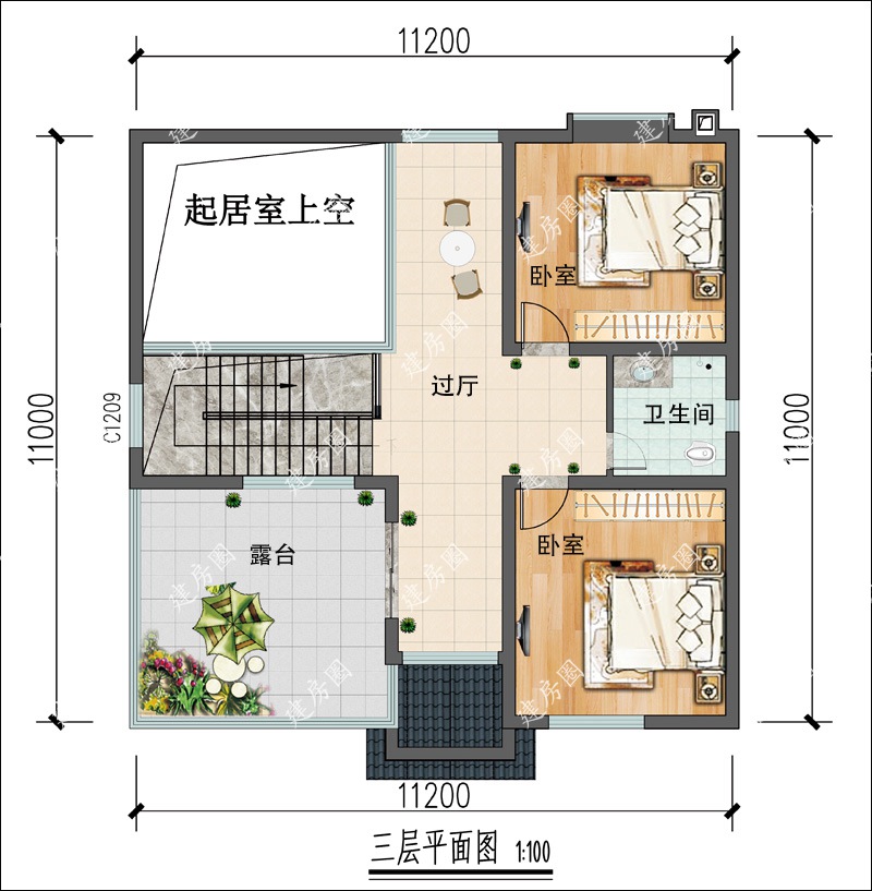 農(nóng)村現(xiàn)代別墅三層平面圖