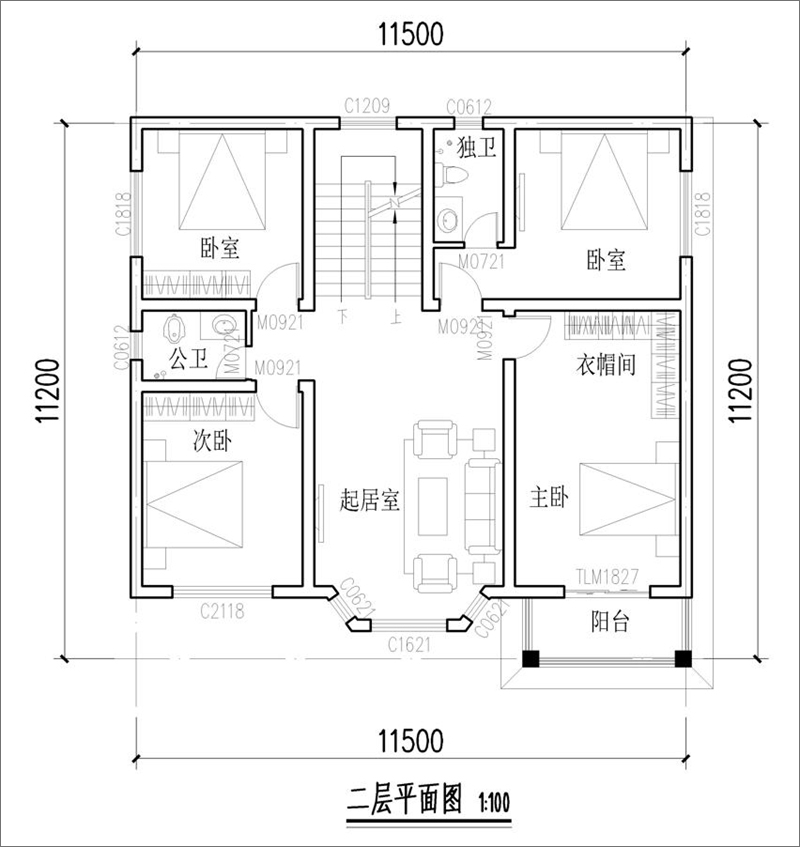 農(nóng)村房子二層平面圖