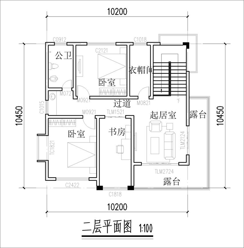 房屋二層平面布局圖