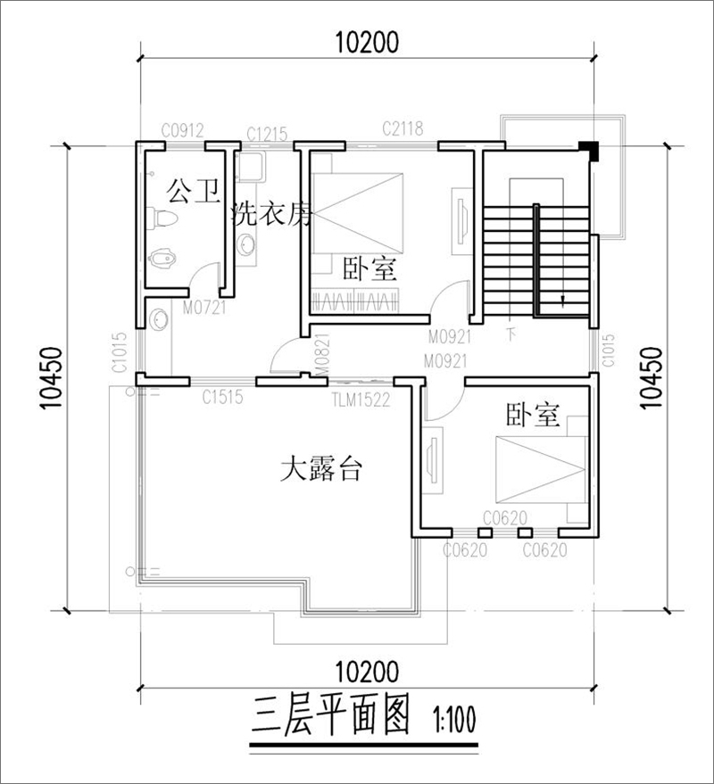 農(nóng)村自建樓房三層平面圖