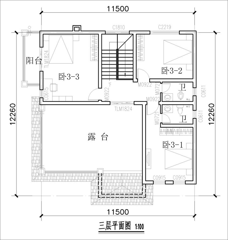 農(nóng)村自建房三層戶型圖