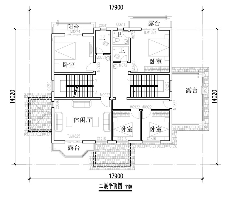 農村二層半別墅平面圖
