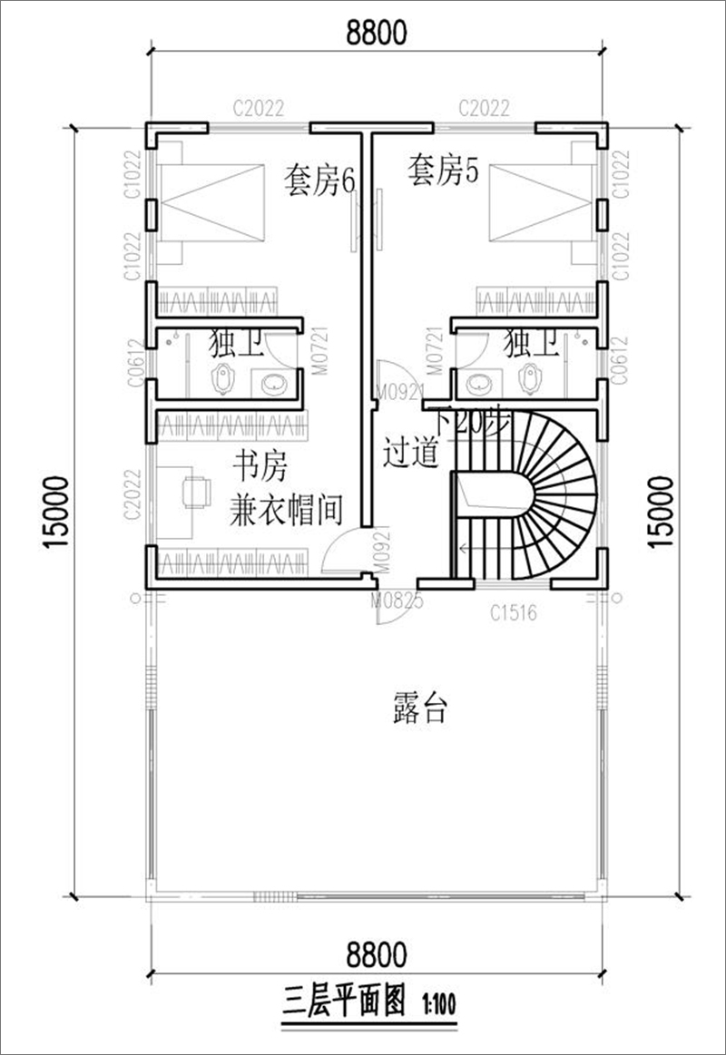 自建房三層平面圖