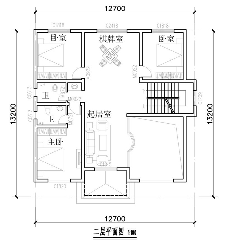 四川農村房屋二層平面圖