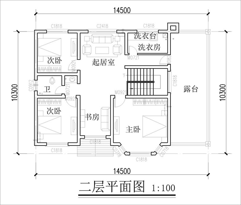 自建房二層平面圖