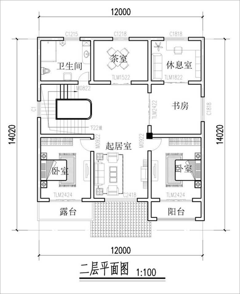 農村二層小洋房平面布局圖