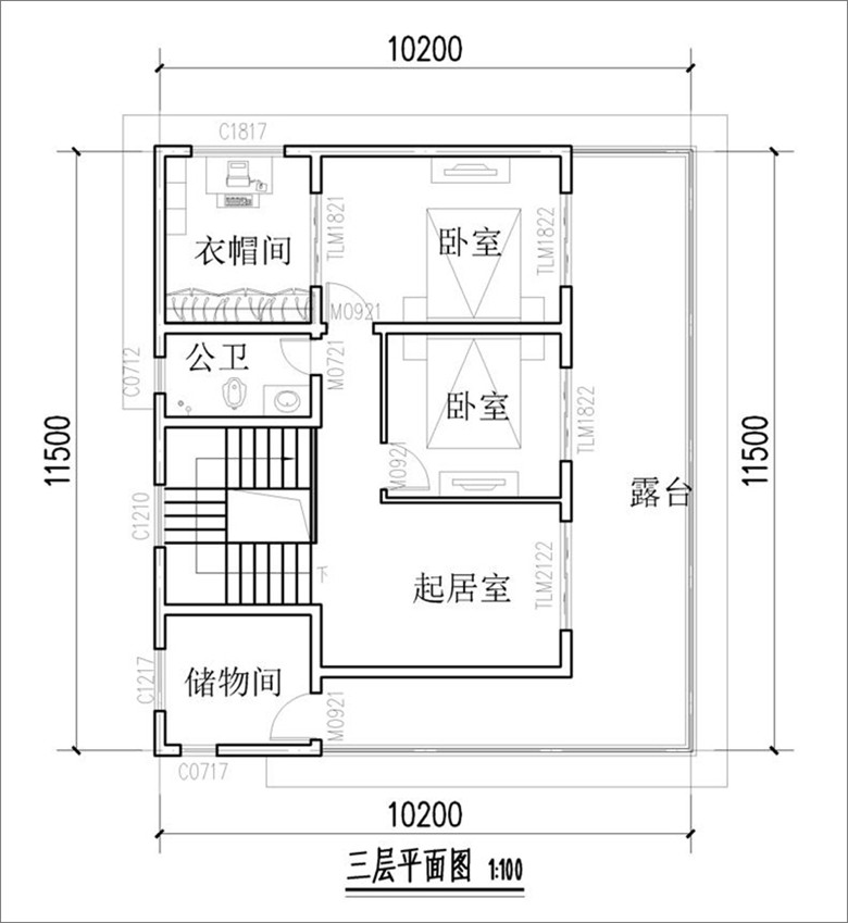 農(nóng)村房屋三層平面圖