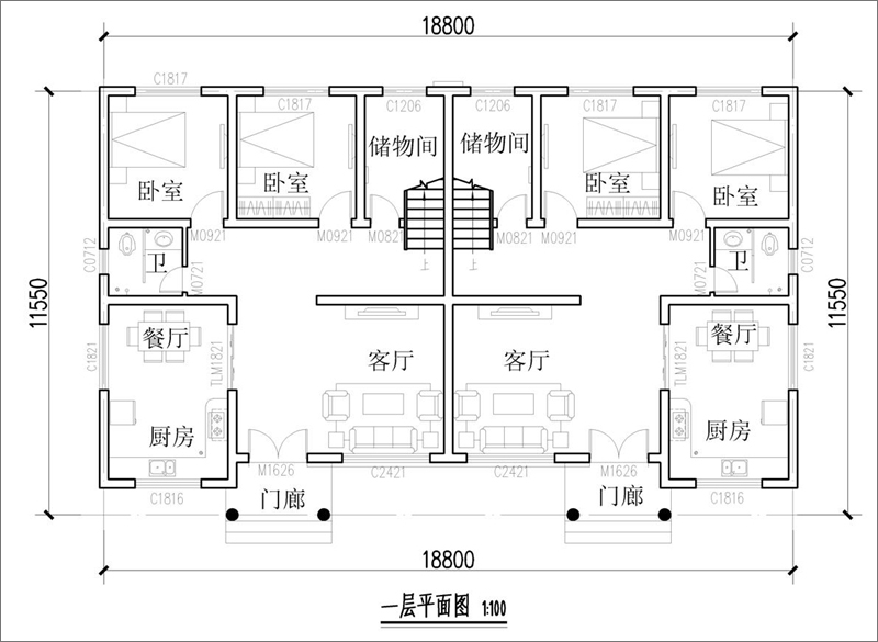 雙拼自建房外設(shè)計(jì)圖