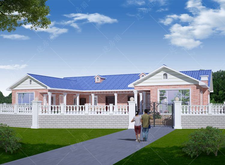 兄弟合建一層歐式田園風(fēng)格鄉(xiāng)村房屋設(shè)計(jì)，帶堂屋柴火房
