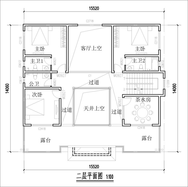 四合院二層平面設(shè)計(jì)圖