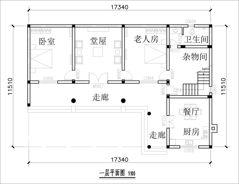 農(nóng)村L型自建房平面圖