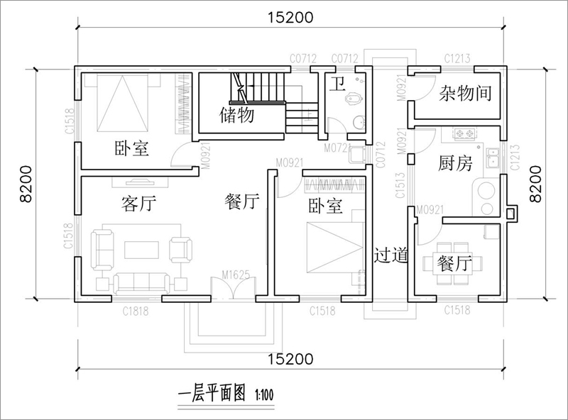 100平方農(nóng)村簡(jiǎn)單二層樓房平面圖