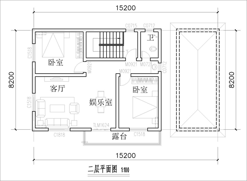 100平方農(nóng)村簡(jiǎn)單二層樓房戶型圖