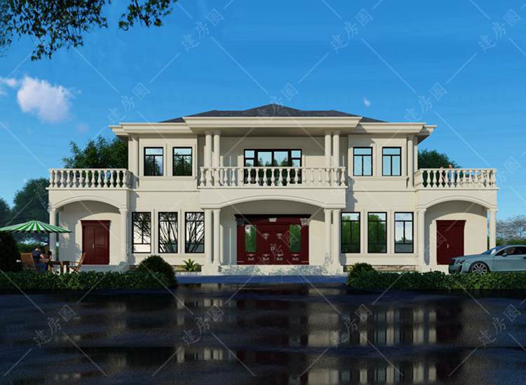 農(nóng)村兩兄弟修建兩層雙拼小別墅設(shè)計(jì)，共用樓梯和堂屋