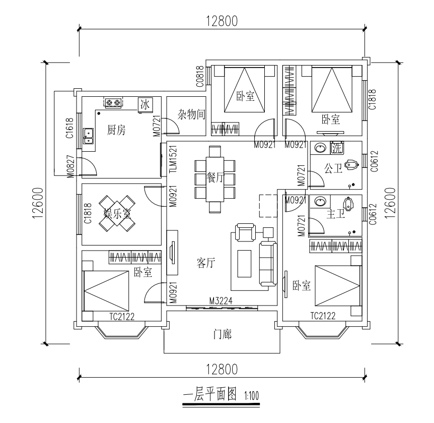 140平方一層自建房設(shè)計平面圖