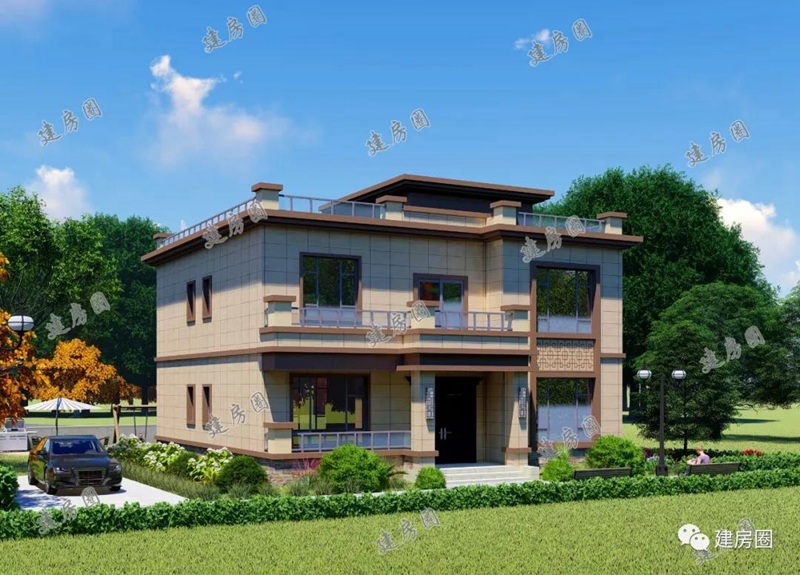 13米x12米自建房設(shè)計(jì)正面效果圖