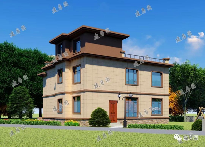 13米x12米自建房背面效果圖