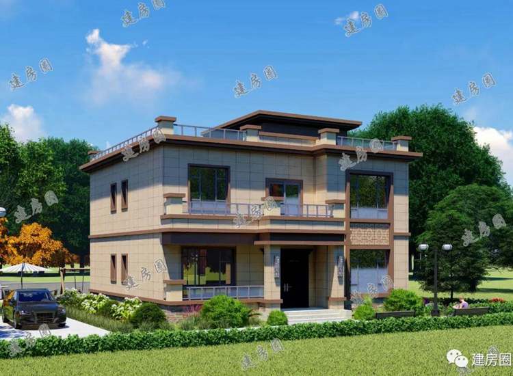 13米x12米農(nóng)村二層半自建房設(shè)計(jì)圖紙，帶個大露臺