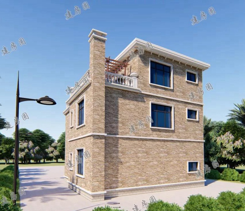 10X11米兩層半自建房外觀設(shè)計(jì)圖