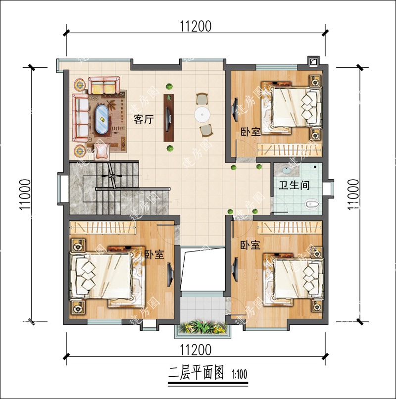 11米x11米三層現(xiàn)代別墅戶型圖