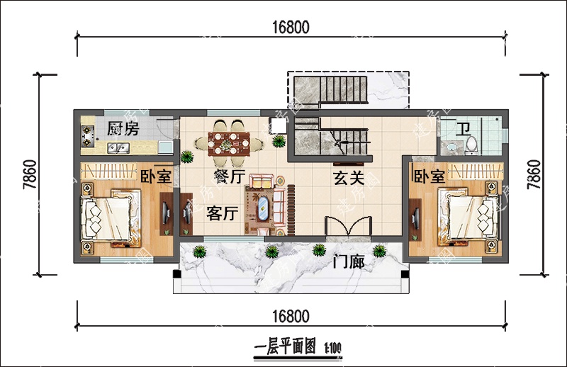 農(nóng)村四間兩層樓房設(shè)計圖