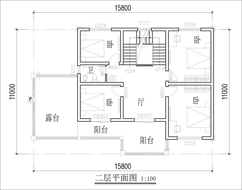 16x11米農(nóng)村二層小別墅戶型圖