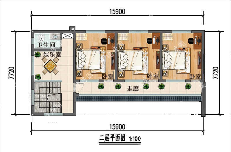 農(nóng)村L型兩層樓房戶型圖