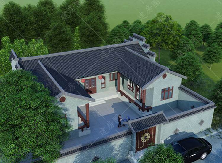 農(nóng)村徽派建筑別墅圖紙-中式馬頭墻造型