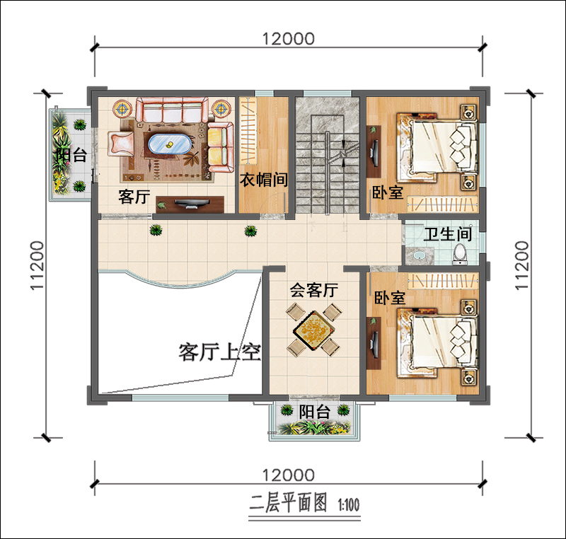 12米x11米三層農(nóng)村房子戶型圖】