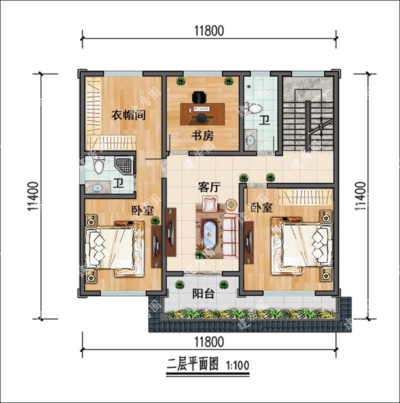 農(nóng)村房子設(shè)計(jì)二層平面圖